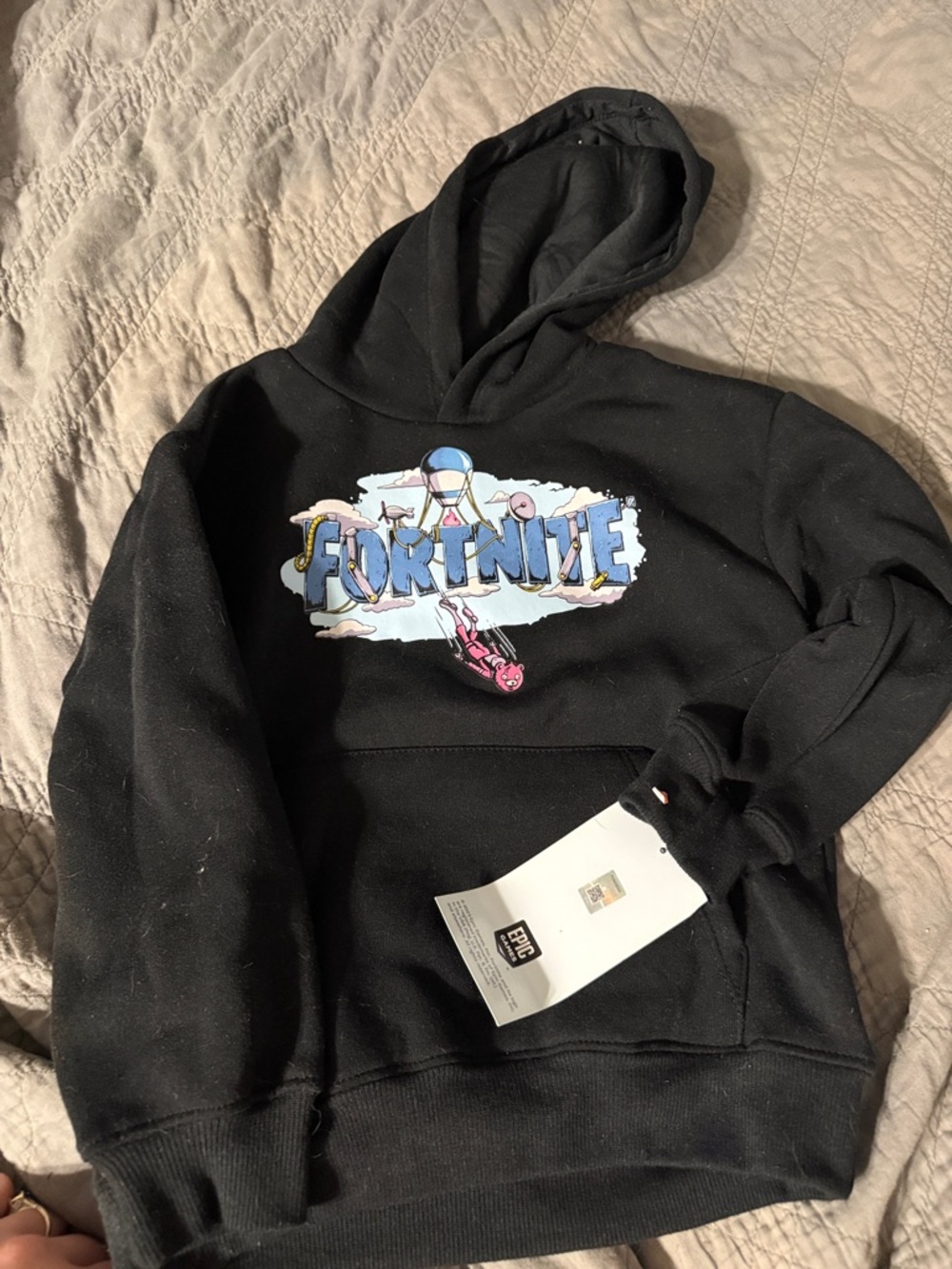 Fortnite Kids Black Pullover Hoodie with Colorful Logo